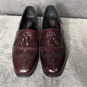 FLORSHEIM Mens Burgundy Leather Dress Shoes Wingtip Tassel Loafer Sz 8.5 D 17073